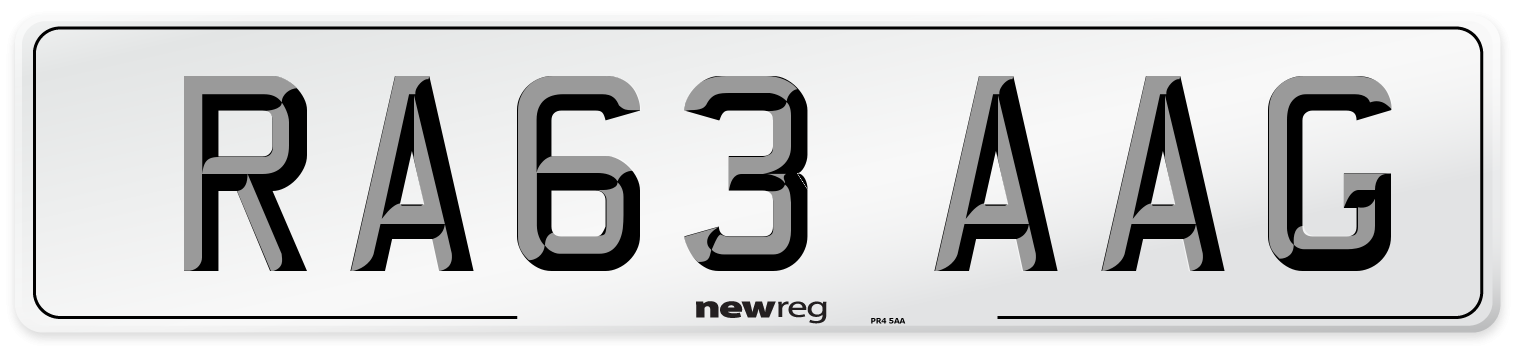 RA63 AAG Number Plate from New Reg